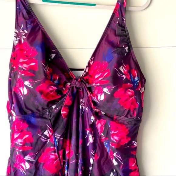 NEW! 2024 Women's Plus Size Purple Floral Tankini Swimsuit Swim Swimming Dress - Picture 6 of 6